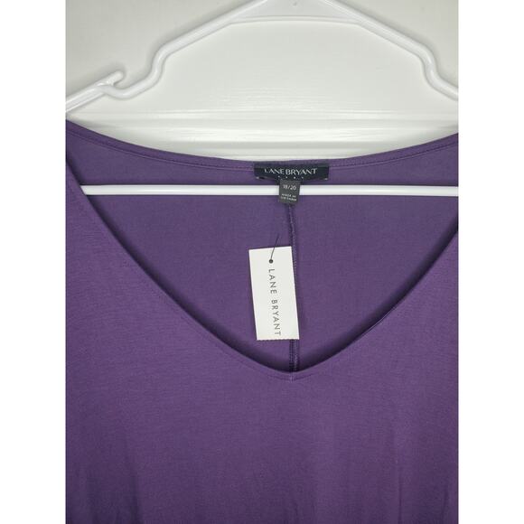NWT Lane Bryant Purple Cold Shoulder Long Sleeve V-neck Shirt - Picture 3 of 5